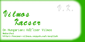 vilmos kacser business card